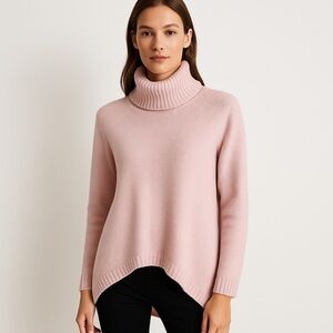 Hania New York cashmere turtleneck hi lo oversized blush 10/12